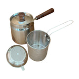 Maxbell Oil Strainer Pot and Lid Stainless Steel Frying Pot for Camping Frying Party with Filter Basket