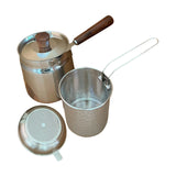 Maxbell Oil Strainer Pot and Lid Stainless Steel Frying Pot for Camping Frying Party with Filter Basket