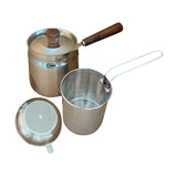 Maxbell Oil Strainer Pot and Lid Stainless Steel Frying Pot for Camping Frying Party with Filter Basket