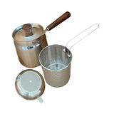 Maxbell Oil Strainer Pot and Lid Stainless Steel Frying Pot for Camping Frying Party with Filter Basket