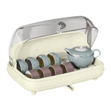 Maxbell Cup Storage Holder Dish Drainer with Clear Lid for Dishes Coffee Mug Bowls Beige