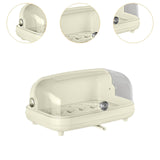 Maxbell Cup Storage Holder Dish Drainer with Clear Lid for Dishes Coffee Mug Bowls Beige