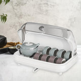 Maxbell Cup Storage Holder Dish Drainer with Clear Lid for Dishes Coffee Mug Bowls White