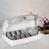 Maxbell Cup Storage Holder Dish Drainer with Clear Lid for Dishes Coffee Mug Bowls White