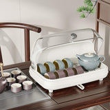 Maxbell Cup Storage Holder Dish Drainer with Clear Lid for Dishes Coffee Mug Bowls White