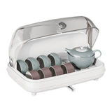 Maxbell Cup Storage Holder Dish Drainer with Clear Lid for Dishes Coffee Mug Bowls White