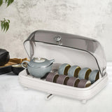 Maxbell Cup Storage Holder Dish Drainer with Clear Lid for Dishes Coffee Mug Bowls Gray