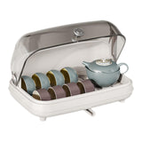 Maxbell Cup Storage Holder Dish Drainer with Clear Lid for Dishes Coffee Mug Bowls Gray