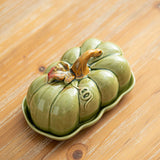 Maxbell Salad Plate with Lid Elegant Ceramic Dessert Plate for Party Cafe Restaurant Green