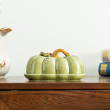 Maxbell Salad Plate with Lid Elegant Ceramic Dessert Plate for Party Cafe Restaurant Green