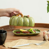 Maxbell Salad Plate with Lid Elegant Ceramic Dessert Plate for Party Cafe Restaurant Green