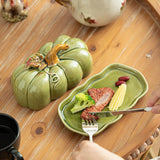 Maxbell Salad Plate with Lid Elegant Ceramic Dessert Plate for Party Cafe Restaurant Green