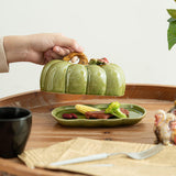 Maxbell Salad Plate with Lid Elegant Ceramic Dessert Plate for Party Cafe Restaurant Green