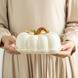 Maxbell Salad Plate with Lid Elegant Ceramic Dessert Plate for Party Cafe Restaurant White
