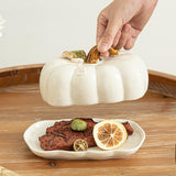 Maxbell Salad Plate with Lid Elegant Ceramic Dessert Plate for Party Cafe Restaurant White