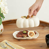 Maxbell Salad Plate with Lid Elegant Ceramic Dessert Plate for Party Cafe Restaurant White
