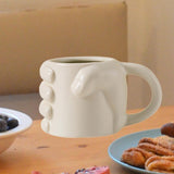 Maxbell Novelty Fist Coffee Mug Ceramic for Men Women Coffee Lover Gift Drinking Mug Beige