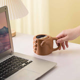 Maxbell Novelty Fist Coffee Mug Ceramic for Men Women Coffee Lover Gift Drinking Mug Brown