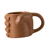 Maxbell Novelty Fist Coffee Mug Ceramic for Men Women Coffee Lover Gift Drinking Mug Brown