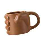Maxbell Novelty Fist Coffee Mug Ceramic for Men Women Coffee Lover Gift Drinking Mug Brown