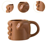 Maxbell Novelty Fist Coffee Mug Ceramic for Men Women Coffee Lover Gift Drinking Mug Brown