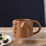 Maxbell Novelty Fist Coffee Mug Ceramic for Men Women Coffee Lover Gift Drinking Mug Brown