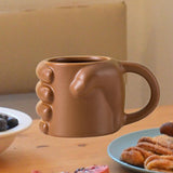 Maxbell Novelty Fist Coffee Mug Ceramic for Men Women Coffee Lover Gift Drinking Mug Brown