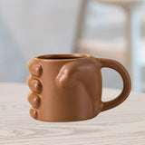 Maxbell Novelty Fist Coffee Mug Ceramic for Men Women Coffee Lover Gift Drinking Mug Brown