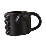 Maxbell Novelty Fist Coffee Mug Ceramic for Men Women Coffee Lover Gift Drinking Mug Black