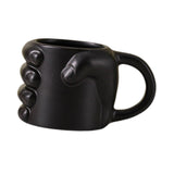 Maxbell Novelty Fist Coffee Mug Ceramic for Men Women Coffee Lover Gift Drinking Mug Black