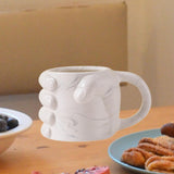Maxbell Novelty Fist Coffee Mug Ceramic for Men Women Coffee Lover Gift Drinking Mug White Marble