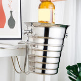 Maxbell Desktop Ice Bucket Stand Champagne Bucket Holder for Picnic Cocktail Parties Silver