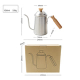 Maxbell Hand Brewing Coffee Kettle Lightweight 650ml Tea Pot for Home Outdoor Indoor silver