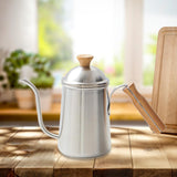 Maxbell Hand Brewing Coffee Kettle Lightweight 650ml Tea Pot for Home Outdoor Indoor silver