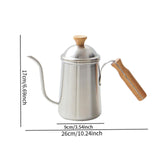 Maxbell Hand Brewing Coffee Kettle Lightweight 650ml Tea Pot for Home Outdoor Indoor silver