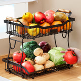 Maxbell 2 Tier Fruit Basket Vegetable Storage Organizer for Hotel Countertop Kitchen Black
