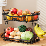 Maxbell 2 Tier Fruit Basket Vegetable Storage Organizer for Hotel Countertop Kitchen Black