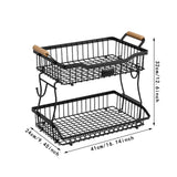 Maxbell 2 Tier Fruit Basket Vegetable Storage Organizer for Hotel Countertop Kitchen Black