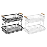 Maxbell 2 Tier Fruit Basket Vegetable Storage Organizer for Hotel Countertop Kitchen Black