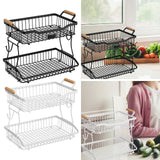Maxbell 2 Tier Fruit Basket Vegetable Storage Organizer for Hotel Countertop Kitchen Black