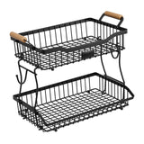 Maxbell 2 Tier Fruit Basket Vegetable Storage Organizer for Hotel Countertop Kitchen Black