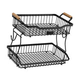 Maxbell 2 Tier Fruit Basket Vegetable Storage Organizer for Hotel Countertop Kitchen Black