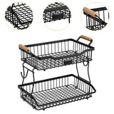 Maxbell 2 Tier Fruit Basket Vegetable Storage Organizer for Hotel Countertop Kitchen Black