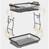 Maxbell 2 Tier Fruit Basket Vegetable Storage Organizer for Hotel Countertop Kitchen Black