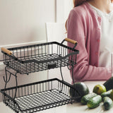 Maxbell 2 Tier Fruit Basket Vegetable Storage Organizer for Hotel Countertop Kitchen Black