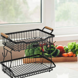 Maxbell 2 Tier Fruit Basket Vegetable Storage Organizer for Hotel Countertop Kitchen Black