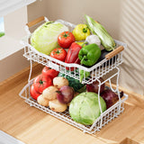 Maxbell 2 Tier Fruit Basket Vegetable Storage Organizer for Hotel Countertop Kitchen White