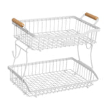 Maxbell 2 Tier Fruit Basket Vegetable Storage Organizer for Hotel Countertop Kitchen White