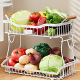 Maxbell 2 Tier Fruit Basket Vegetable Storage Organizer for Hotel Countertop Kitchen White
