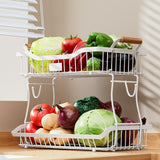 Maxbell 2 Tier Fruit Basket Vegetable Storage Organizer for Hotel Countertop Kitchen White